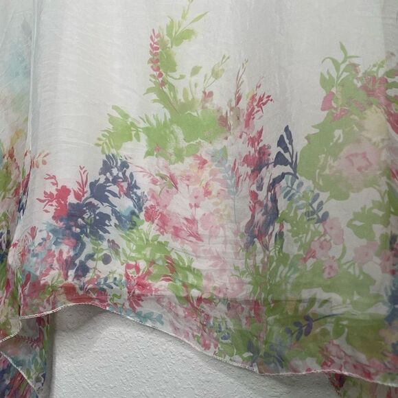 Elena Baldi Italy Women’s Silk White Floral Dolman Sleeve Top Size S - Picture 7 of 7